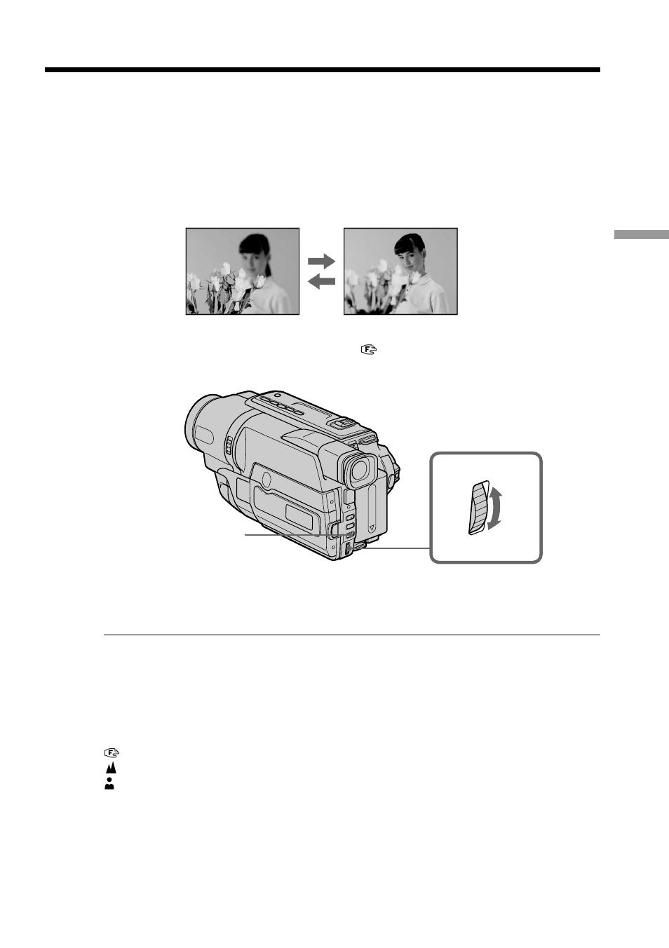 Focusing manually | Sony CCD-TRV608 User Manual | Page 41 / 100