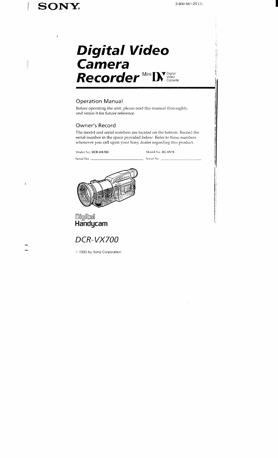 Sony DCR-VX700 User Manual | 73 pages