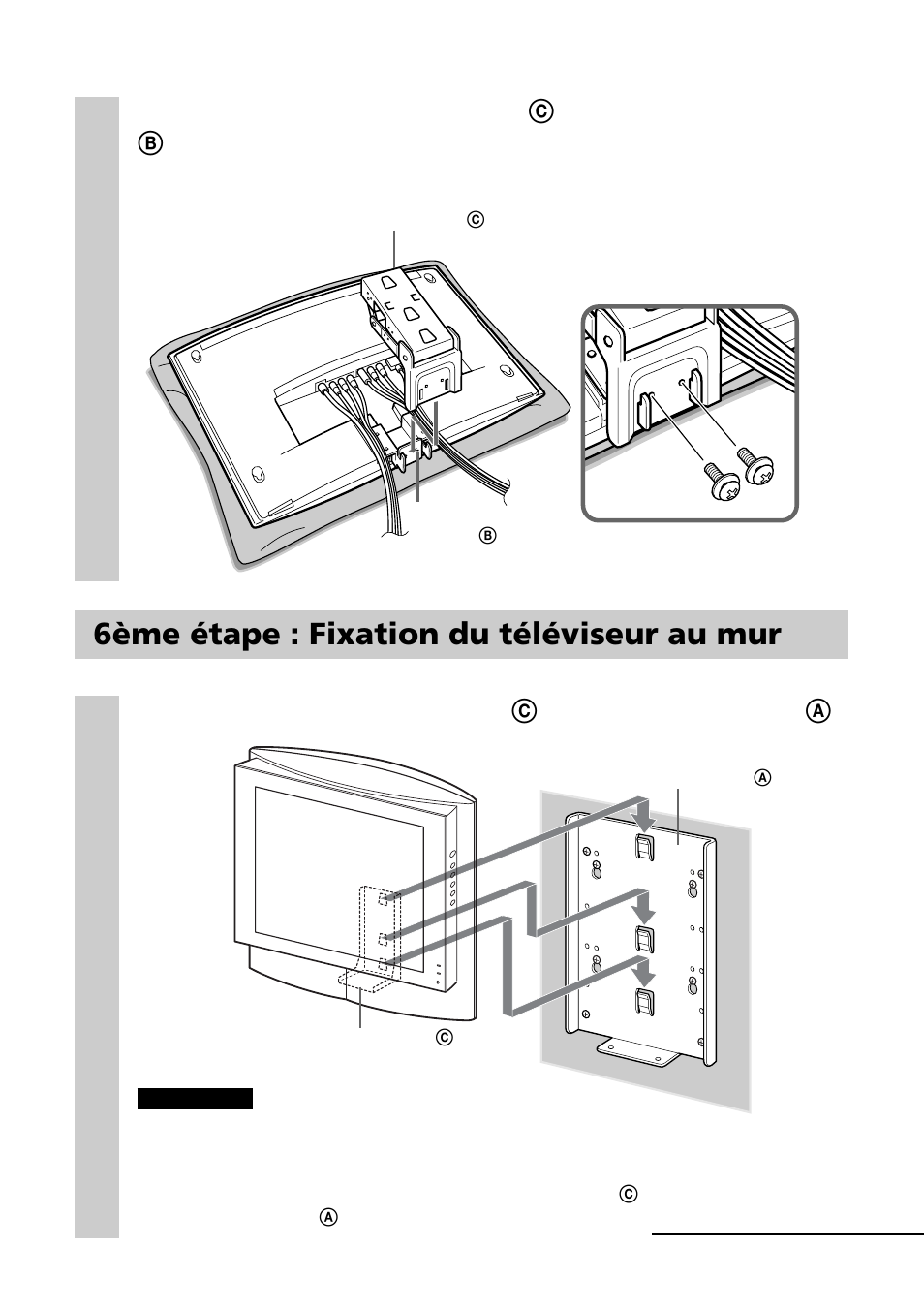 6ème étape : fixation du téléviseur au mur | Sony SU-W200 User Manual | Page 19 / 32