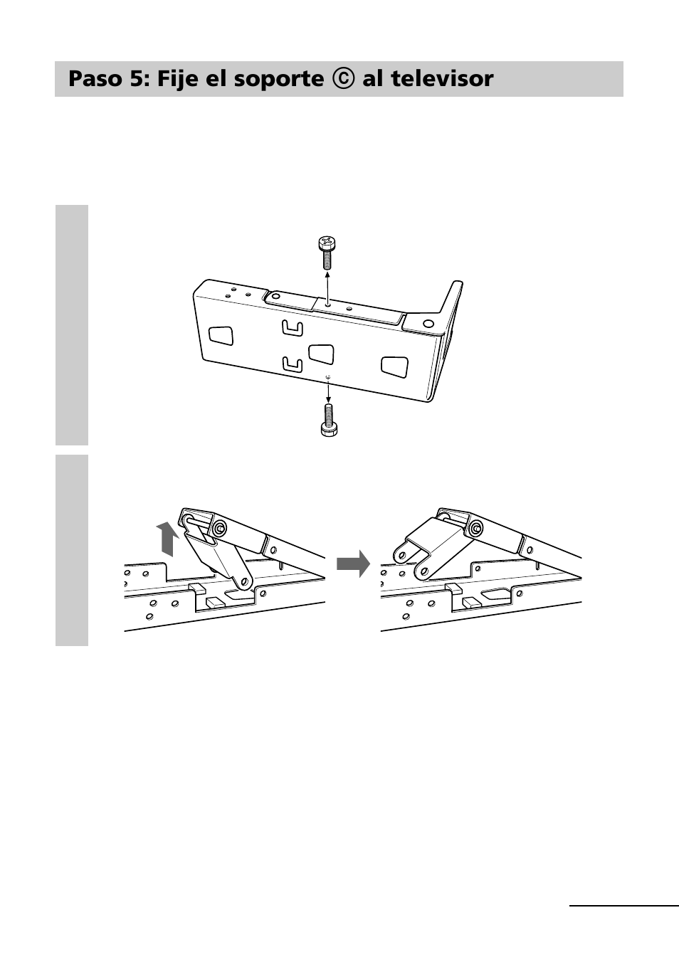 Paso 5: fije el soporte c al televisor | Sony SU-W200 User Manual | Page 27 / 32