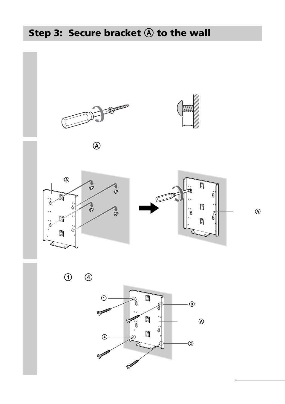 Step 3: secure bracket a to the wall | Sony SU-W200 User Manual | Page 5 / 32