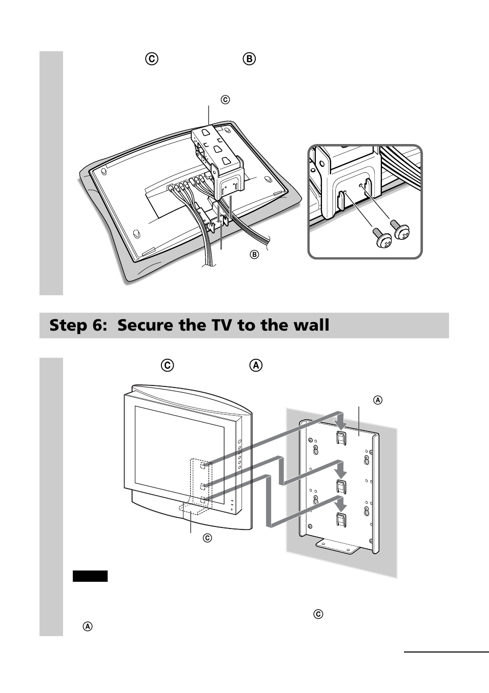 Step 6: secure the tv to the wall | Sony SU-W200 User Manual | Page 9 / 32