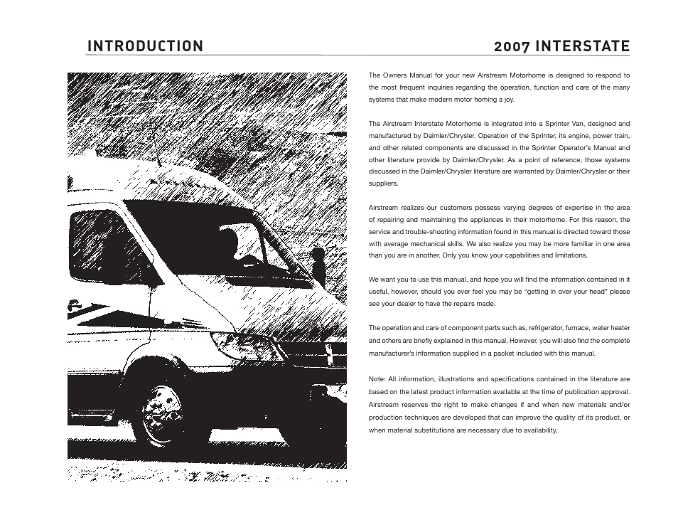 Introduction 2007 interstate | Airstream NTERSTATE User Manual | Page 2 / 99