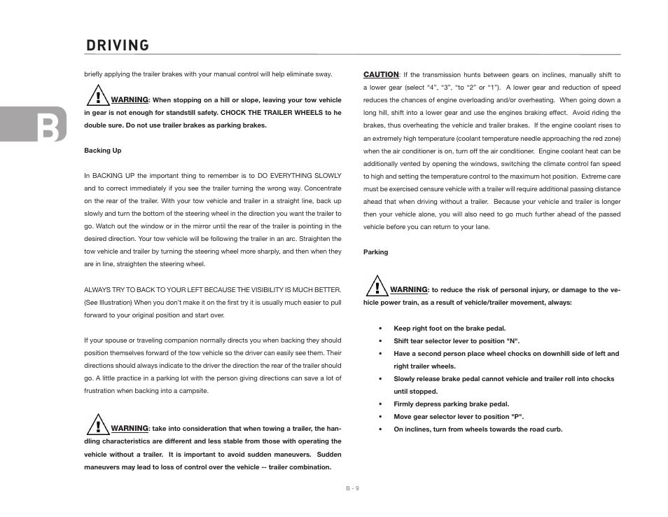 Driving | Airstream NTERSTATE User Manual | Page 24 / 99