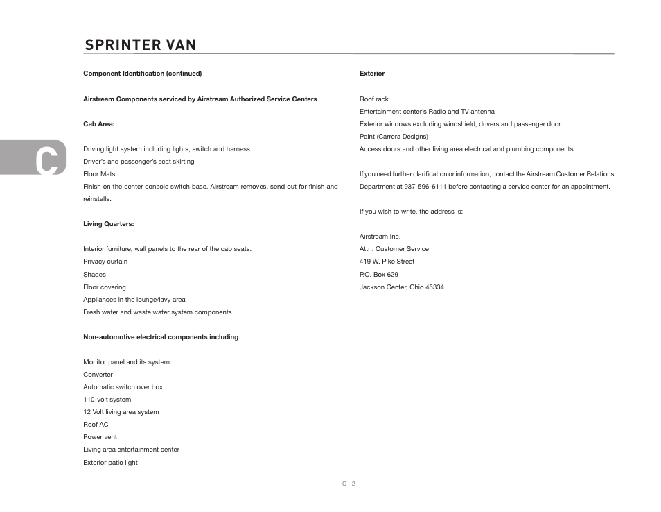 Sprinter van | Airstream NTERSTATE User Manual | Page 28 / 99