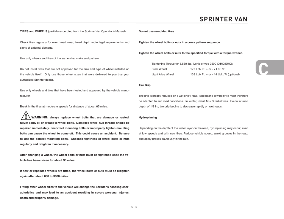 Sprinter van | Airstream NTERSTATE User Manual | Page 31 / 99