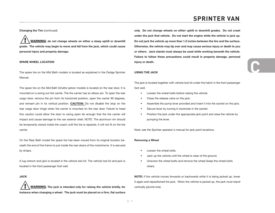 Sprinter van | Airstream NTERSTATE User Manual | Page 33 / 99