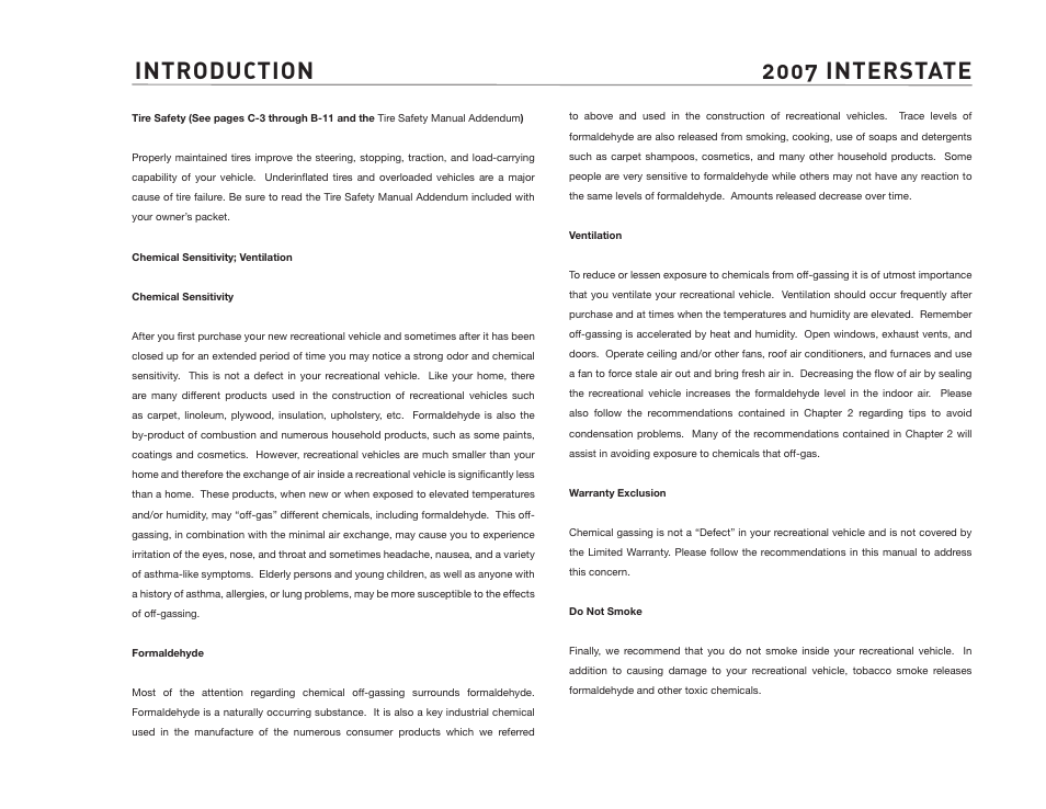 Introduction 2007 interstate | Airstream NTERSTATE User Manual | Page 4 / 99