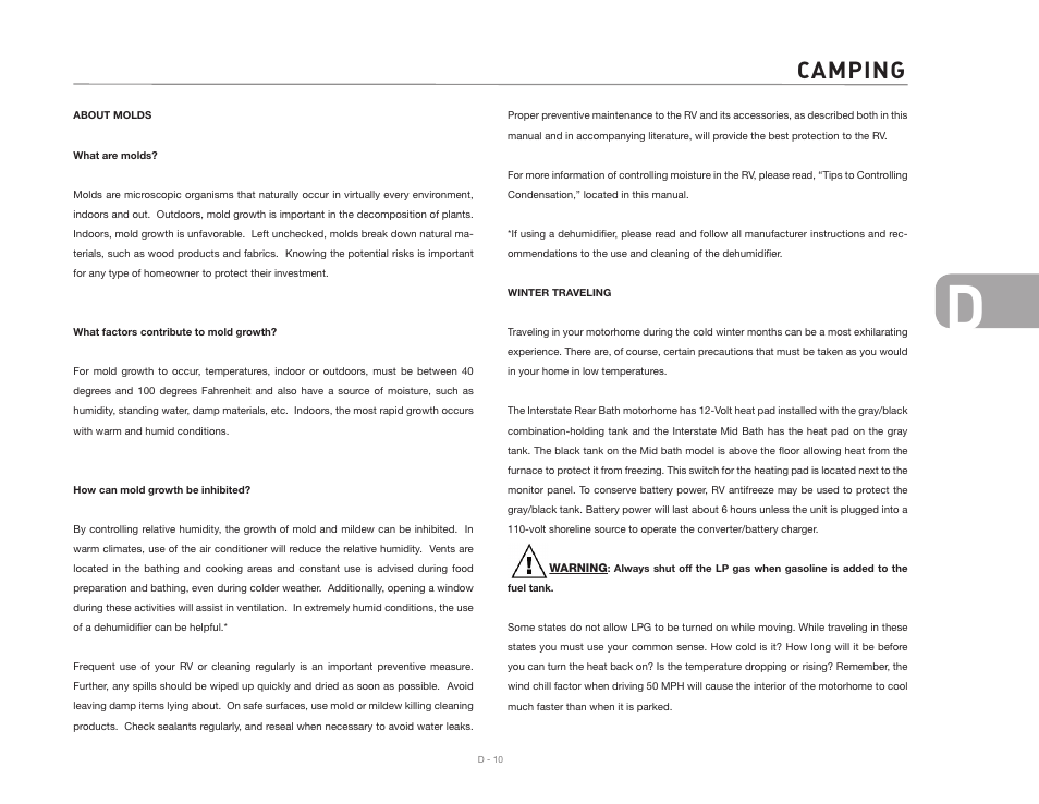 Camping | Airstream NTERSTATE User Manual | Page 47 / 99