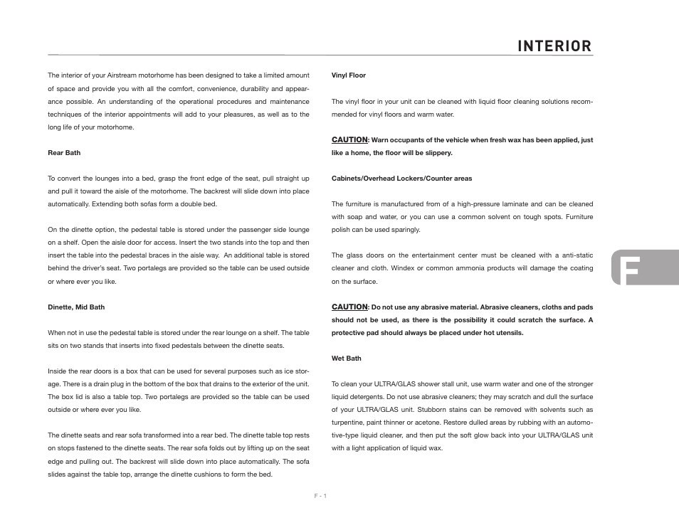 Interior | Airstream NTERSTATE User Manual | Page 59 / 99