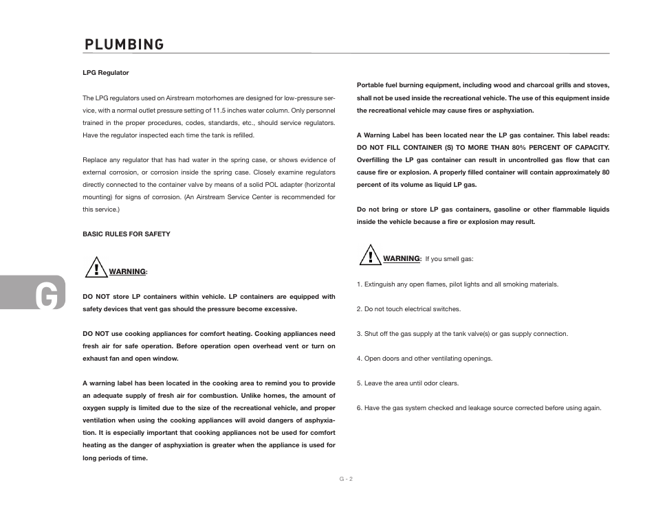 Plumbing | Airstream NTERSTATE User Manual | Page 62 / 99