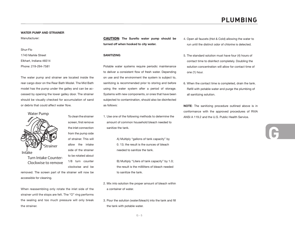 Plumbing | Airstream NTERSTATE User Manual | Page 65 / 99