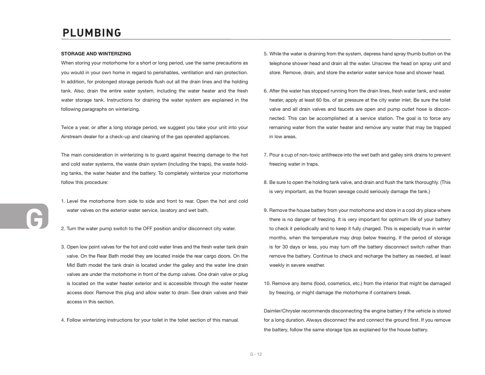 Plumbing | Airstream NTERSTATE User Manual | Page 72 / 99