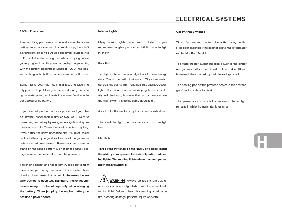 Electrical systems | Airstream NTERSTATE User Manual | Page 79 / 99