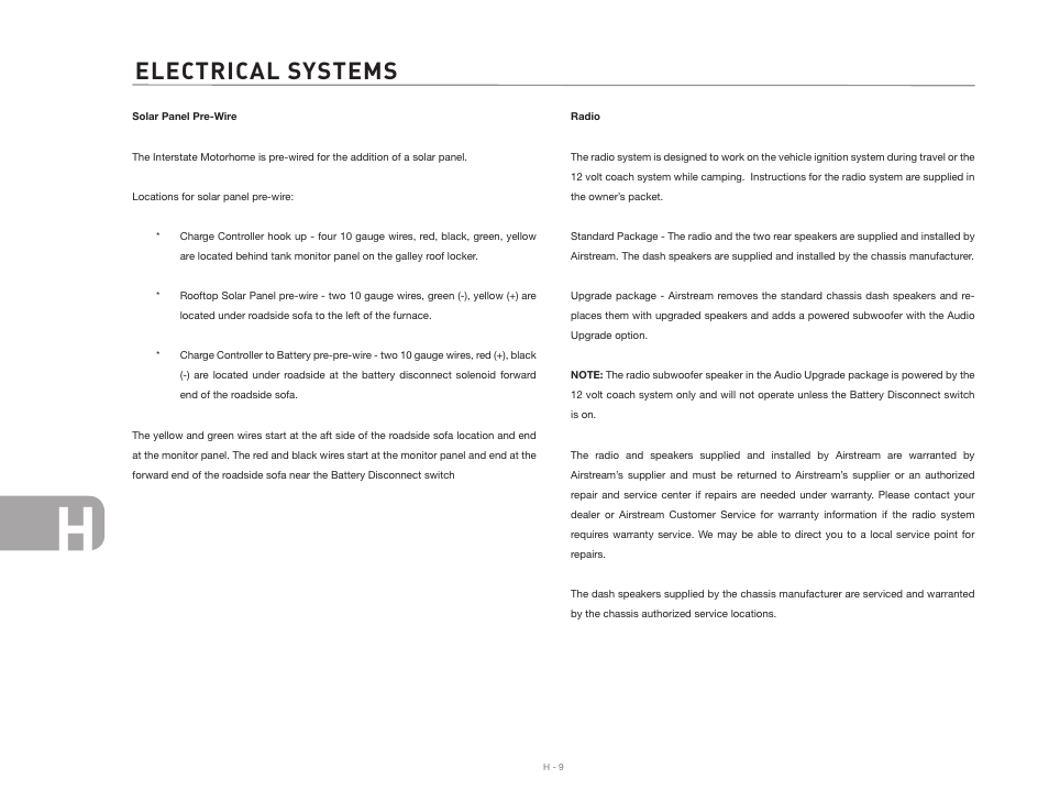 Electrical systems | Airstream NTERSTATE User Manual | Page 84 / 99