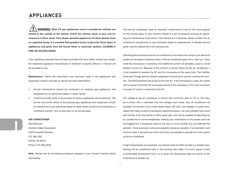 Appliances | Airstream NTERSTATE User Manual | Page 90 / 99