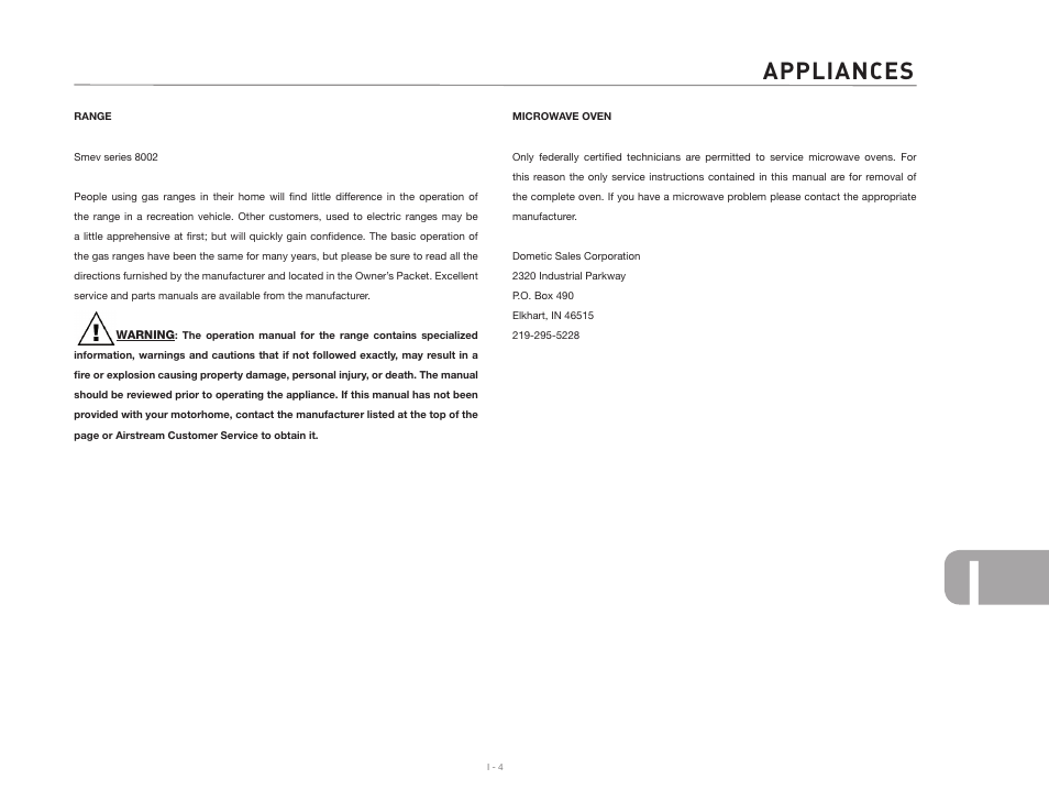 Appliances | Airstream NTERSTATE User Manual | Page 93 / 99