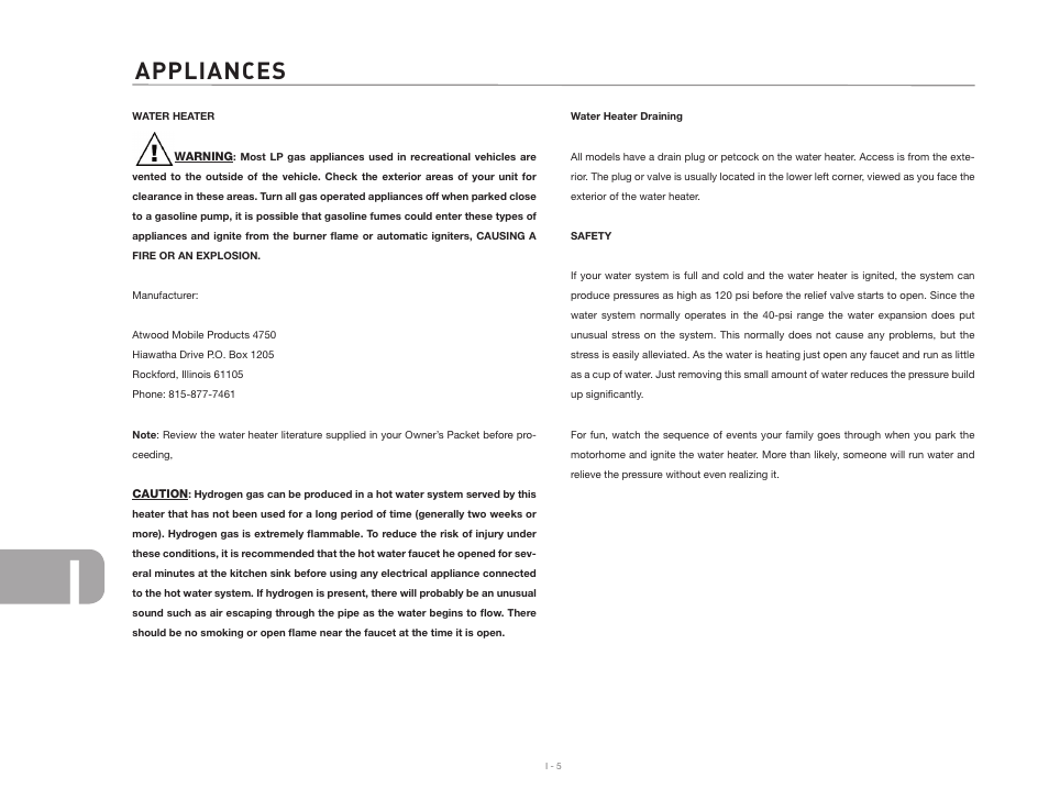 Appliances | Airstream NTERSTATE User Manual | Page 94 / 99