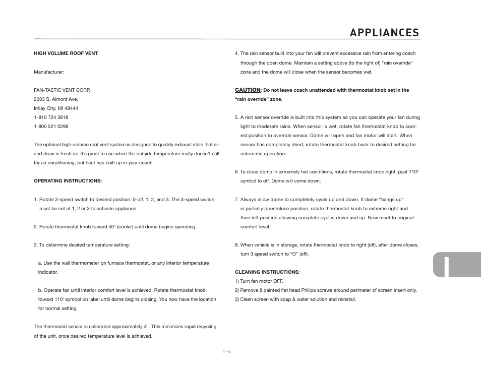 Appliances | Airstream NTERSTATE User Manual | Page 95 / 99