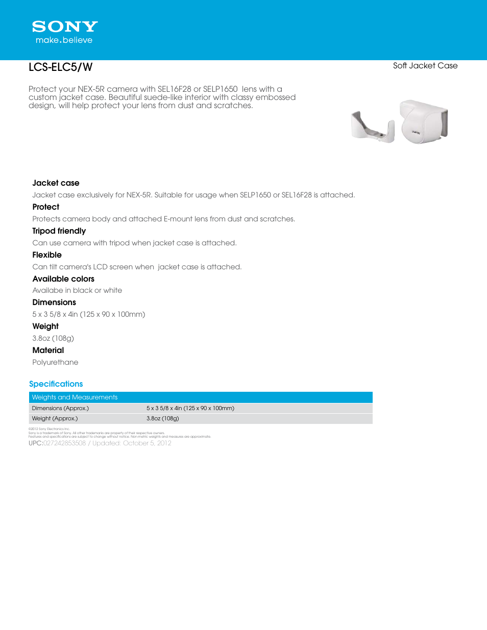 Sony LCS-ELC5 User Manual | 2 pages