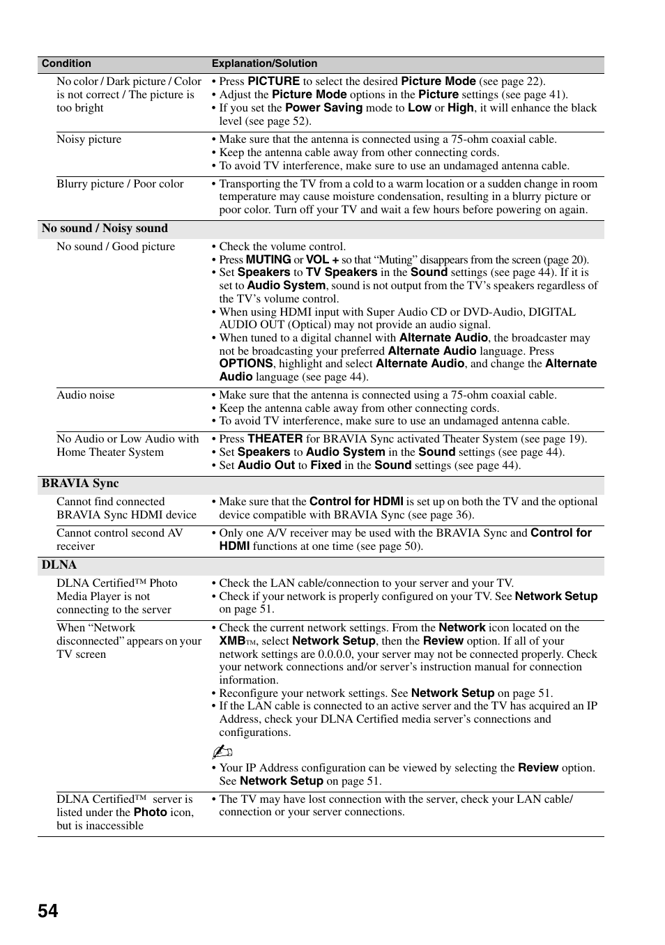 Sony KDL-52XBR7 User Manual | Page 54 / 60