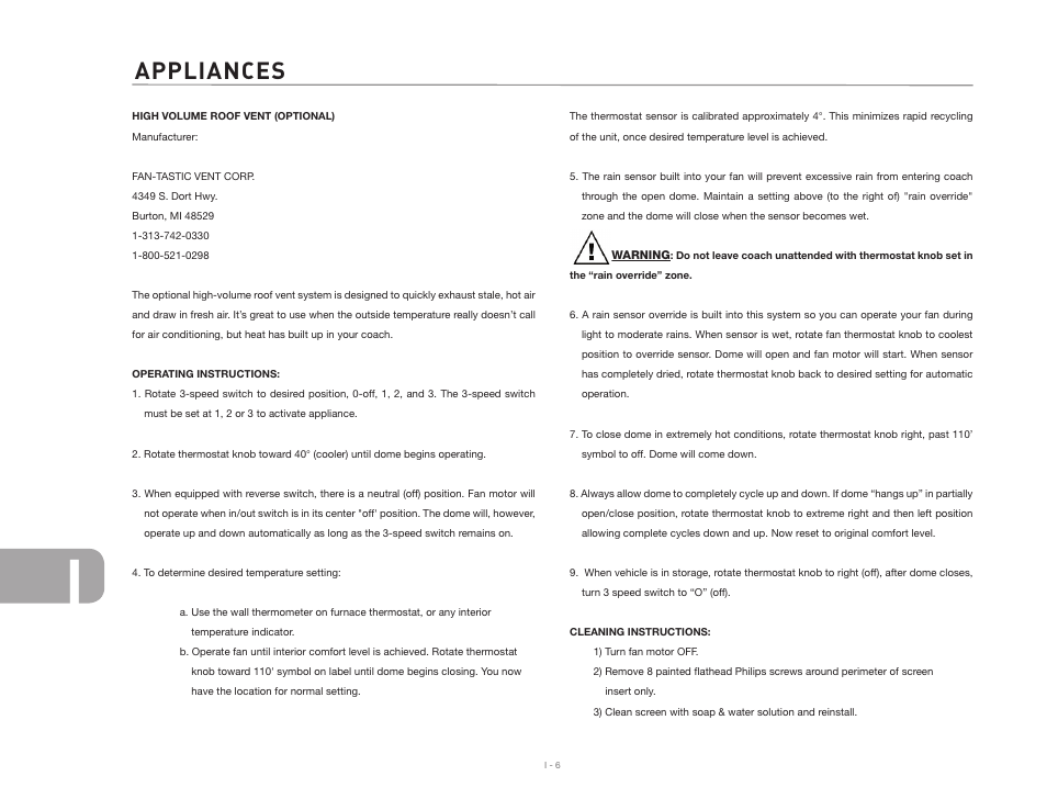 Appliances | Airstream 390 User Manual | Page 100 / 103