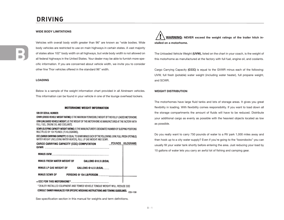 Driving | Airstream 390 User Manual | Page 12 / 103