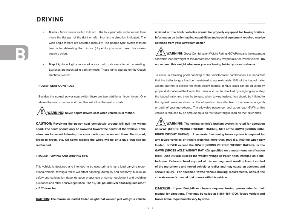 Driving | Airstream 390 User Manual | Page 16 / 103