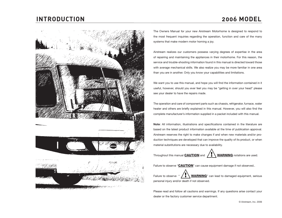 Introduction 2006 model | Airstream 390 User Manual | Page 2 / 103