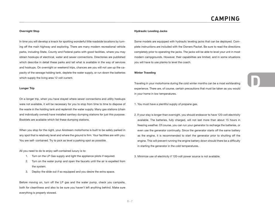 Camping | Airstream 390 User Manual | Page 33 / 103