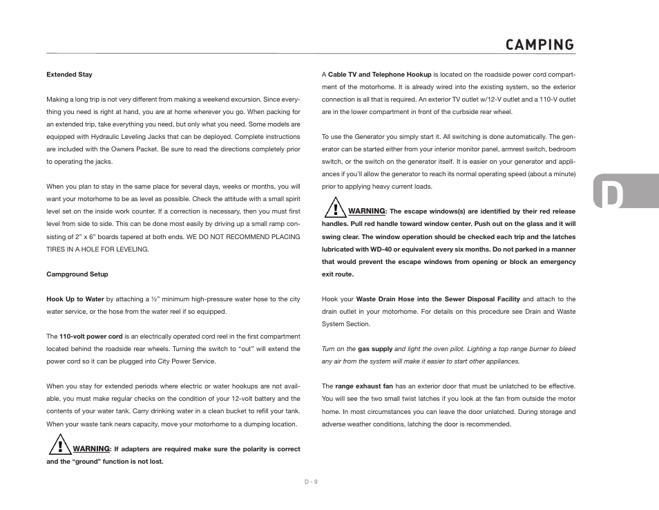 Camping | Airstream 390 User Manual | Page 35 / 103