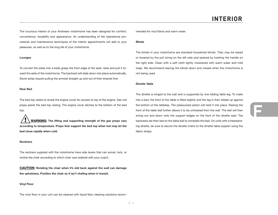 Interior | Airstream 390 User Manual | Page 43 / 103