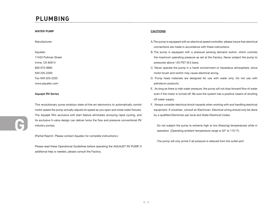 Plumbing | Airstream 390 User Manual | Page 52 / 103