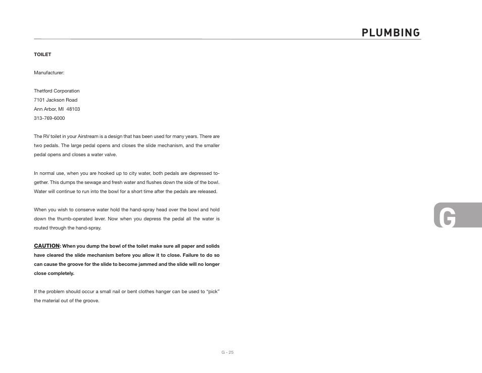 Plumbing | Airstream 390 User Manual | Page 71 / 103