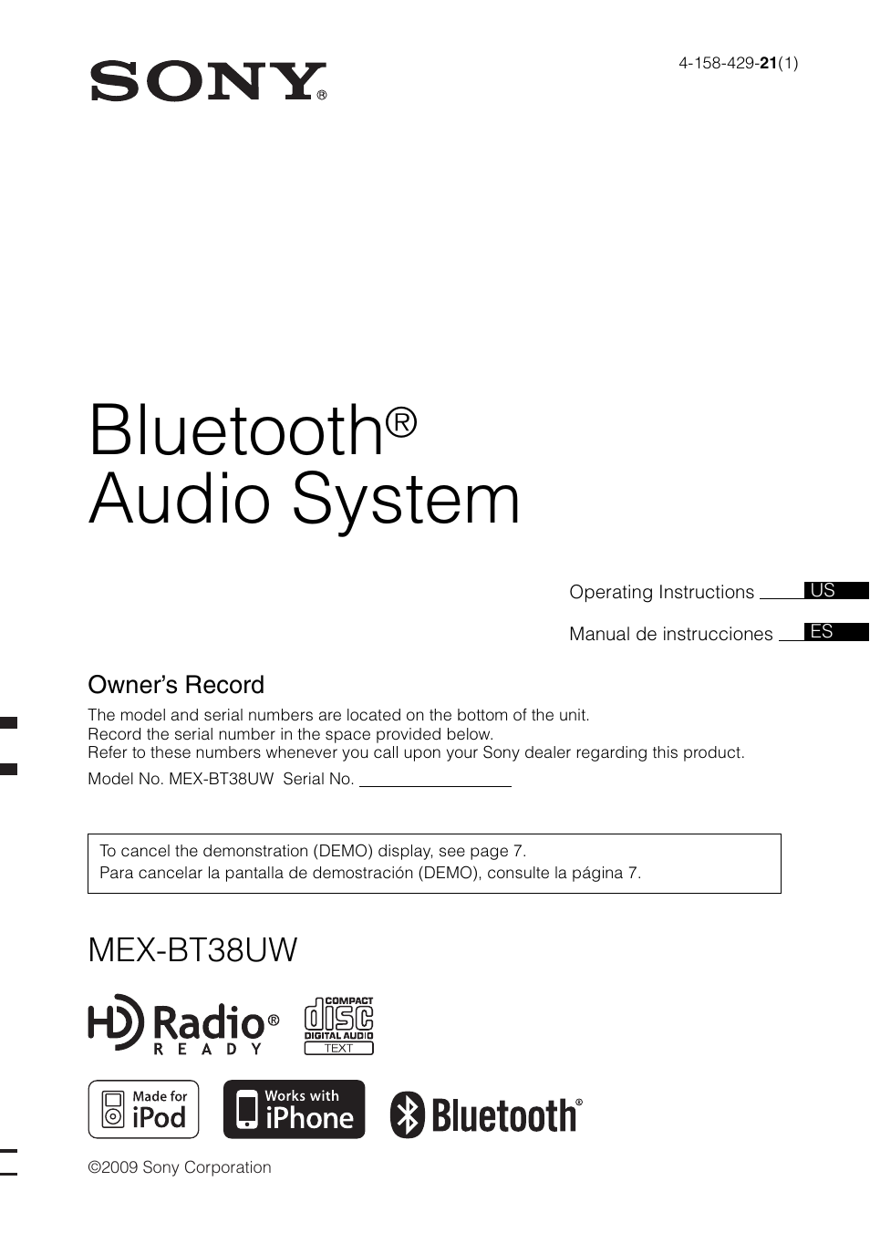Sony MEX-BT38UW User Manual | 72 pages