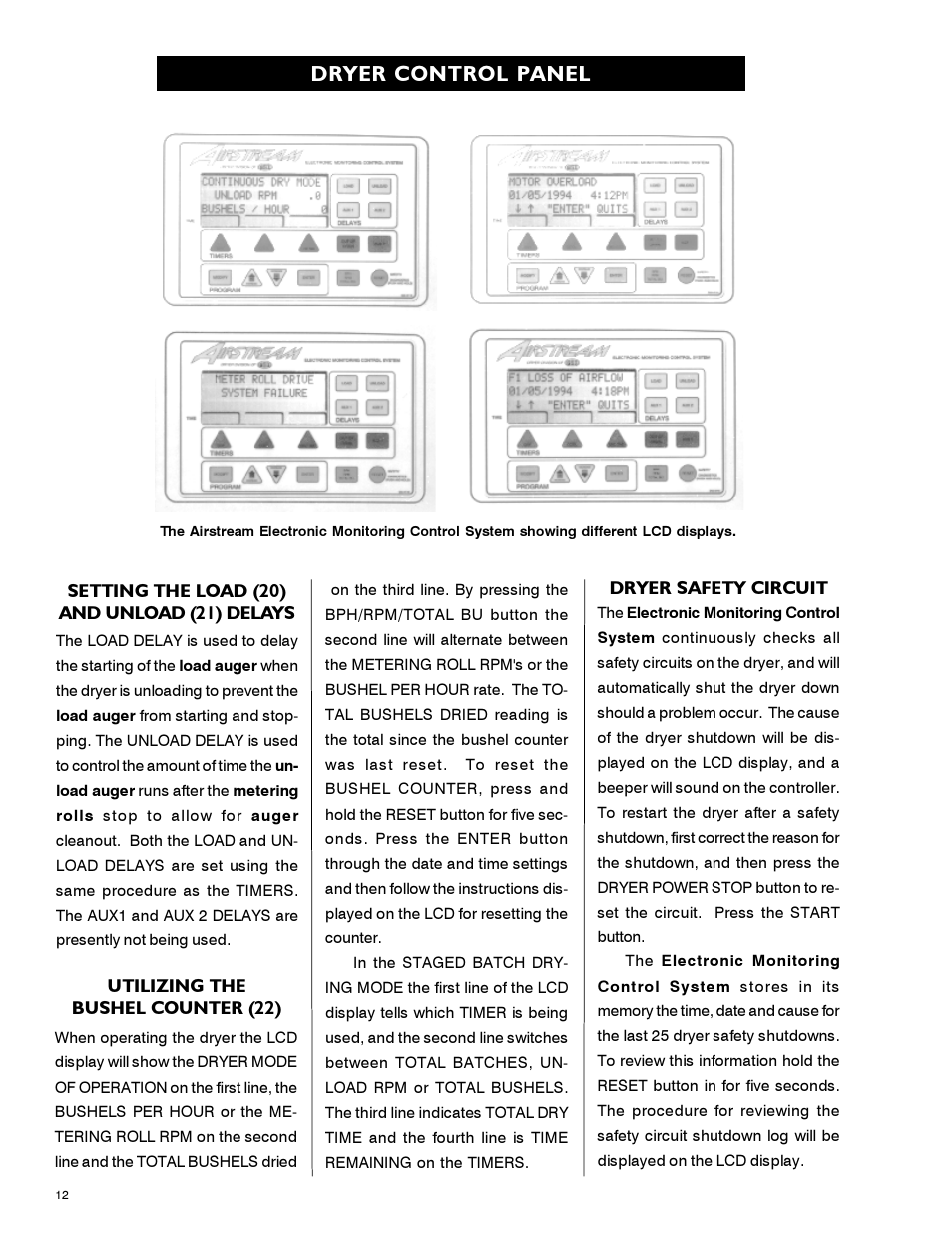 Dryer control panel | Airstream 1100 SERIES SINGLE FAN PNEG-339 User Manual | Page 12 / 54