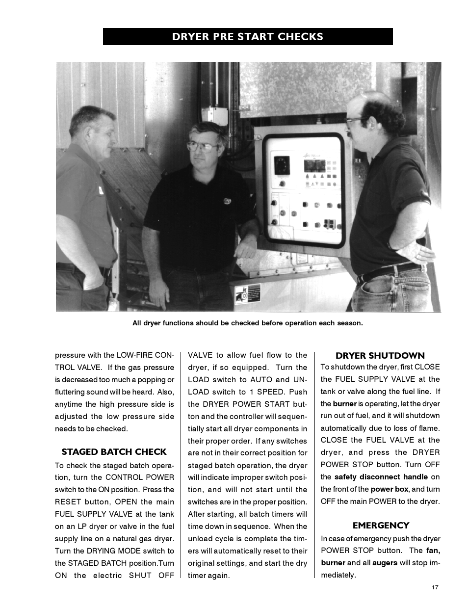 Dryer pre start checks | Airstream 1100 SERIES SINGLE FAN PNEG-339 User Manual | Page 17 / 54