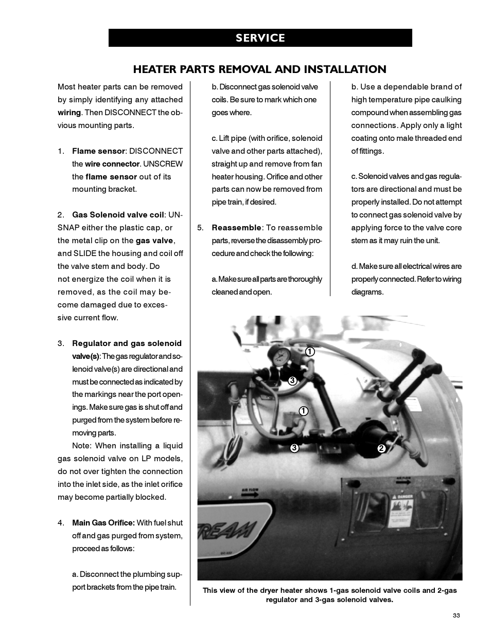 Heater parts removal and installation, Service | Airstream 1100 SERIES SINGLE FAN PNEG-339 User Manual | Page 33 / 54
