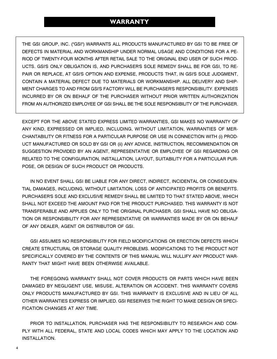 Warranty | Airstream 1100 SERIES SINGLE FAN PNEG-339 User Manual | Page 4 / 54