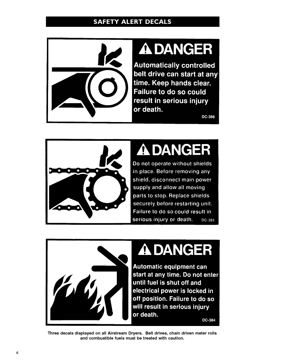 Safety alert decals | Airstream 1100 SERIES SINGLE FAN PNEG-339 User Manual | Page 6 / 54
