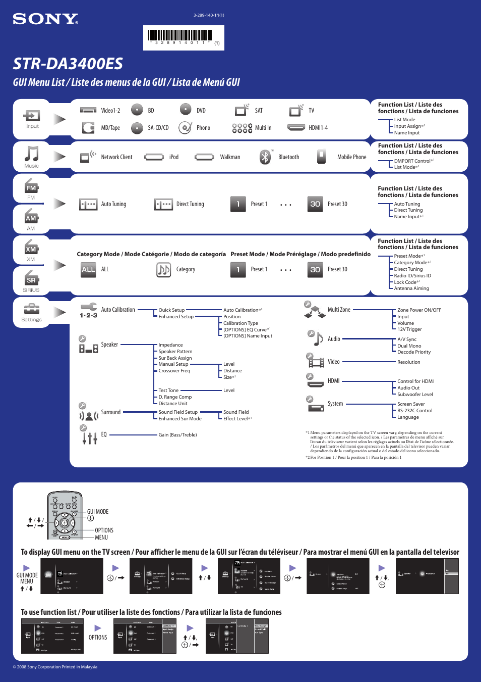 Sony STR-DA3400ES User Manual | 1 page