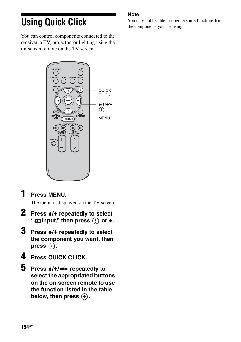 Using quick click | Sony STR-DA5500ES User Manual | Page 154 / 198