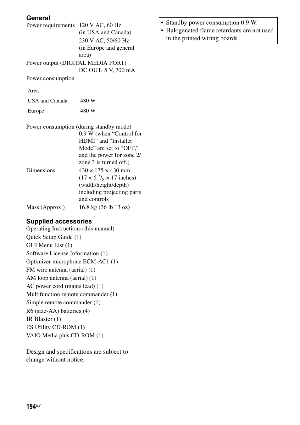 Sony STR-DA5500ES User Manual | Page 194 / 198
