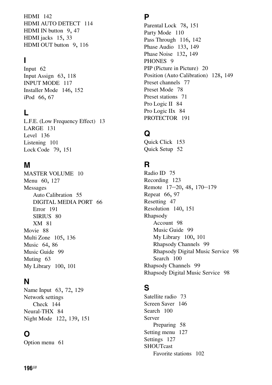 Sony STR-DA5500ES User Manual | Page 196 / 198
