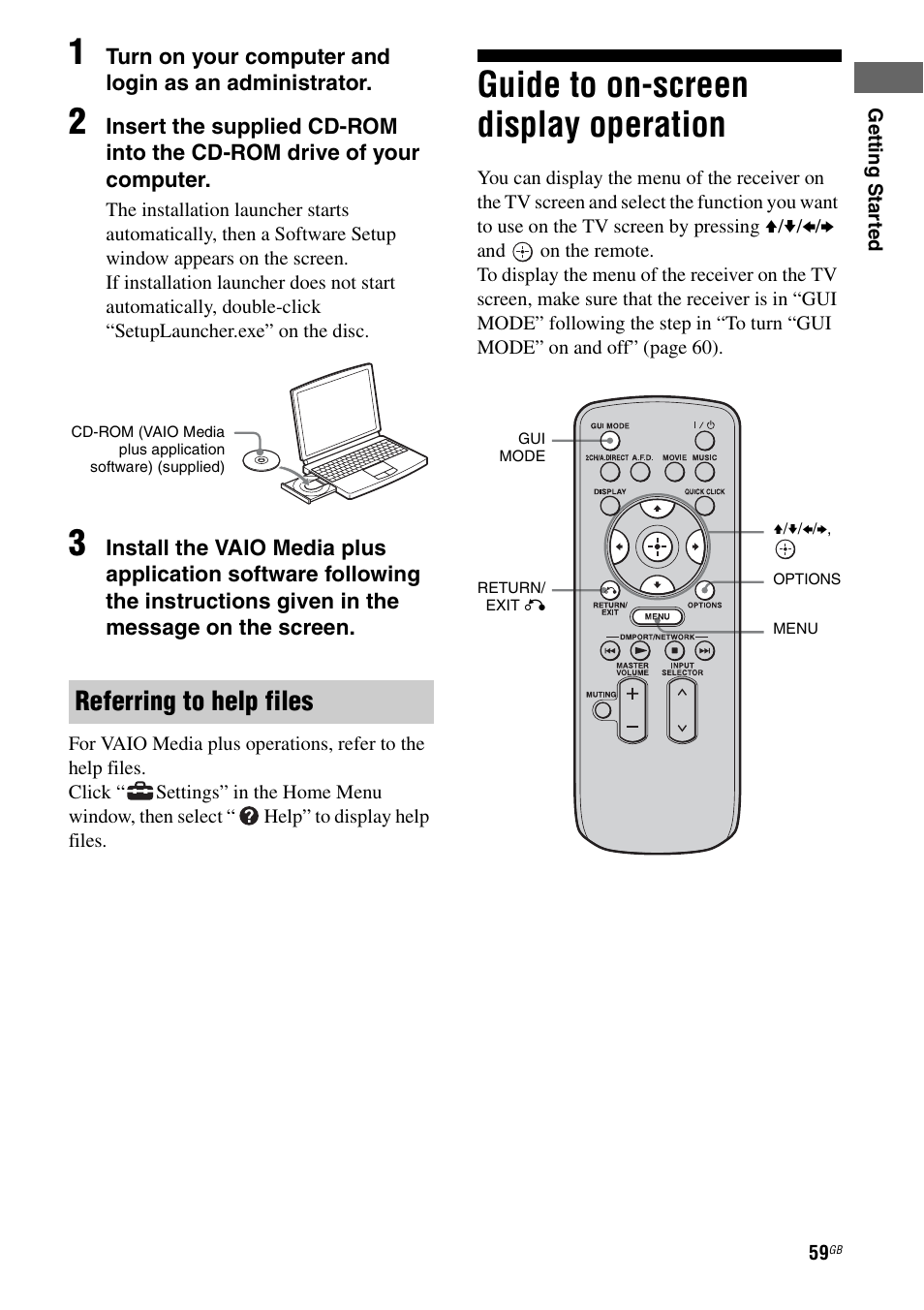 Guide to on-screen display operation, Referring to help files | Sony STR-DA5500ES User Manual | Page 59 / 198