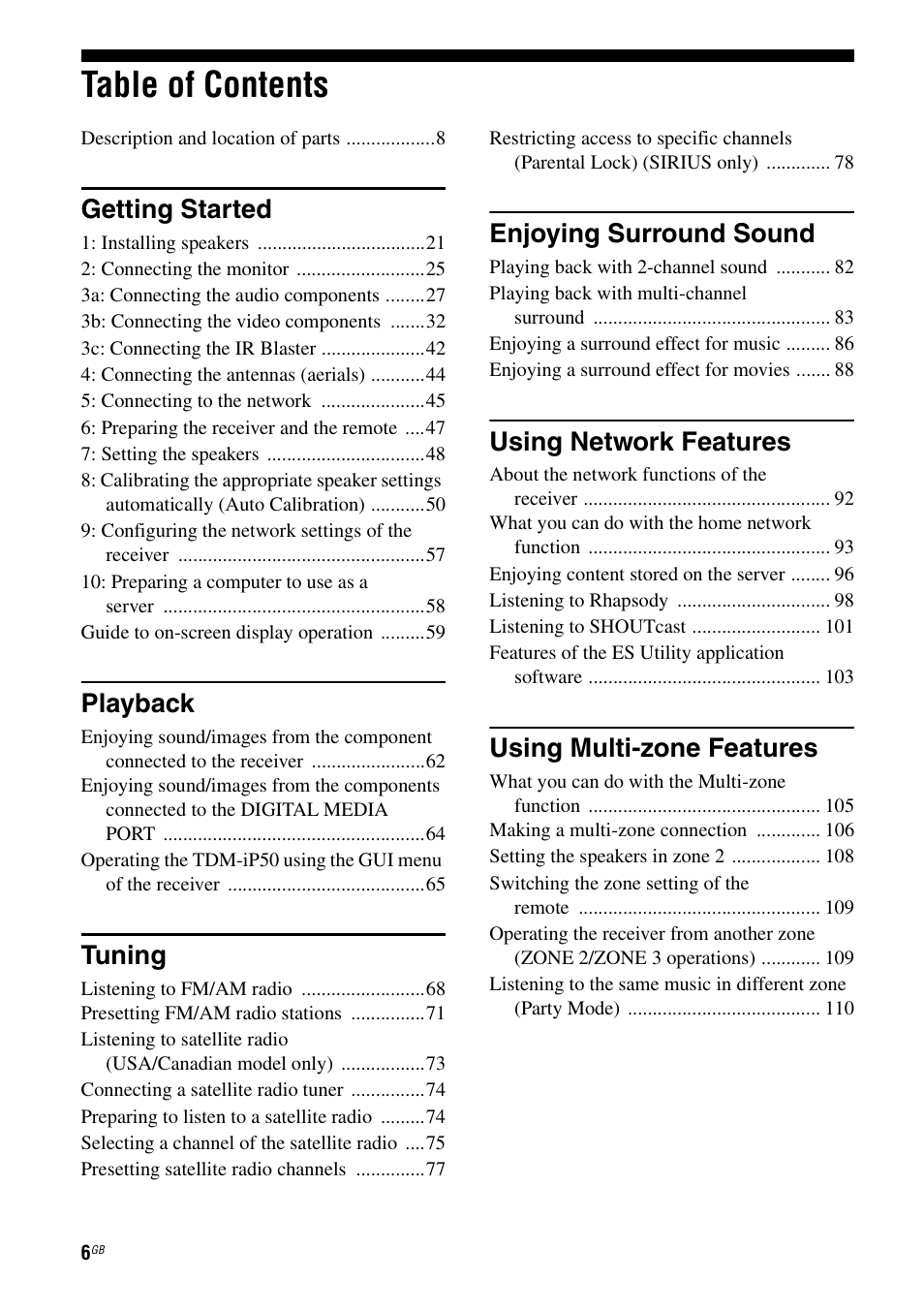 Sony STR-DA5500ES User Manual | Page 6 / 198