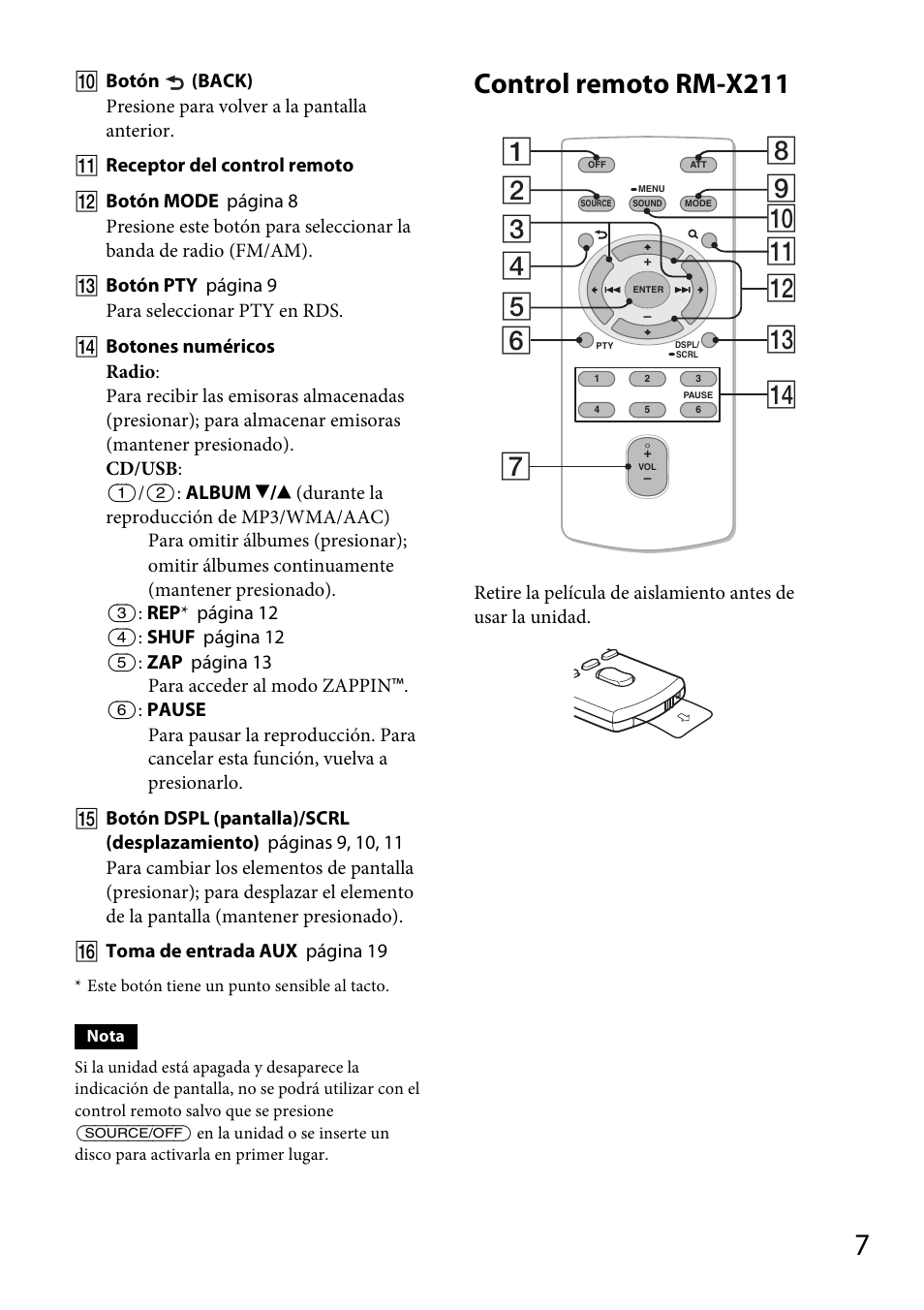 Control remoto rm-x211 | Sony CDX-GT40UW User Manual | Page 27 / 48
