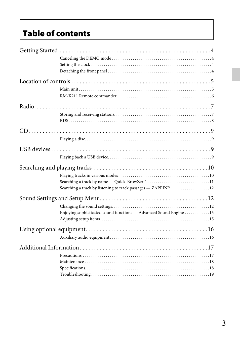 Sony CDX-GT40UW User Manual | Page 3 / 48