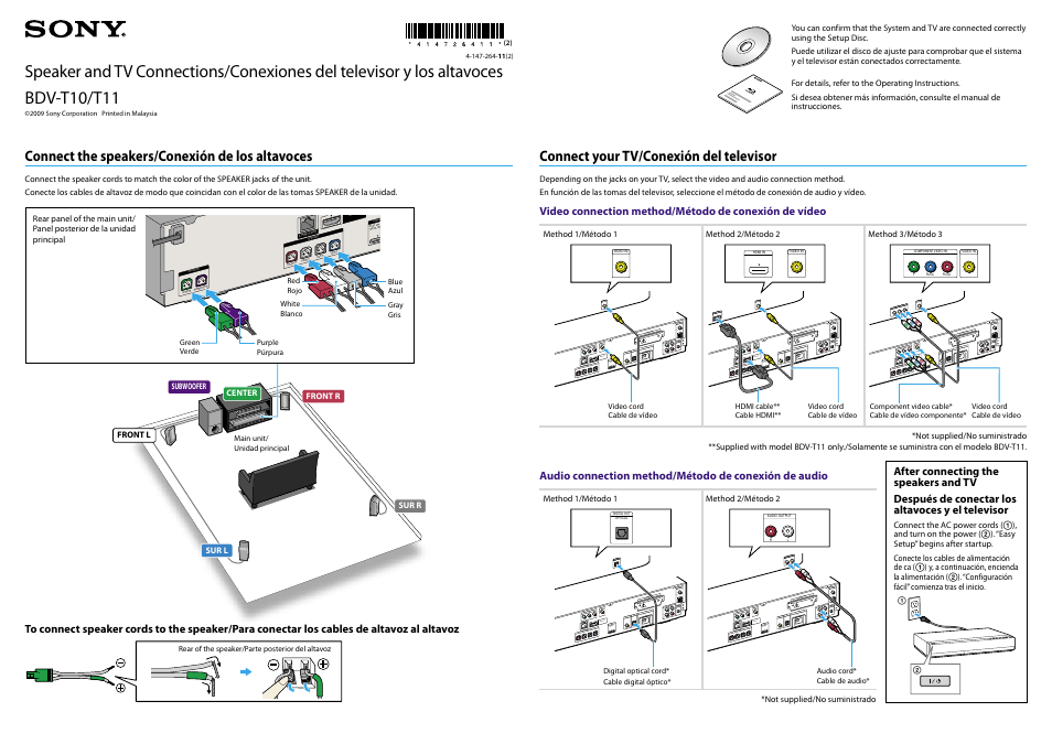 Sony BDV-T11 User Manual | 1 page