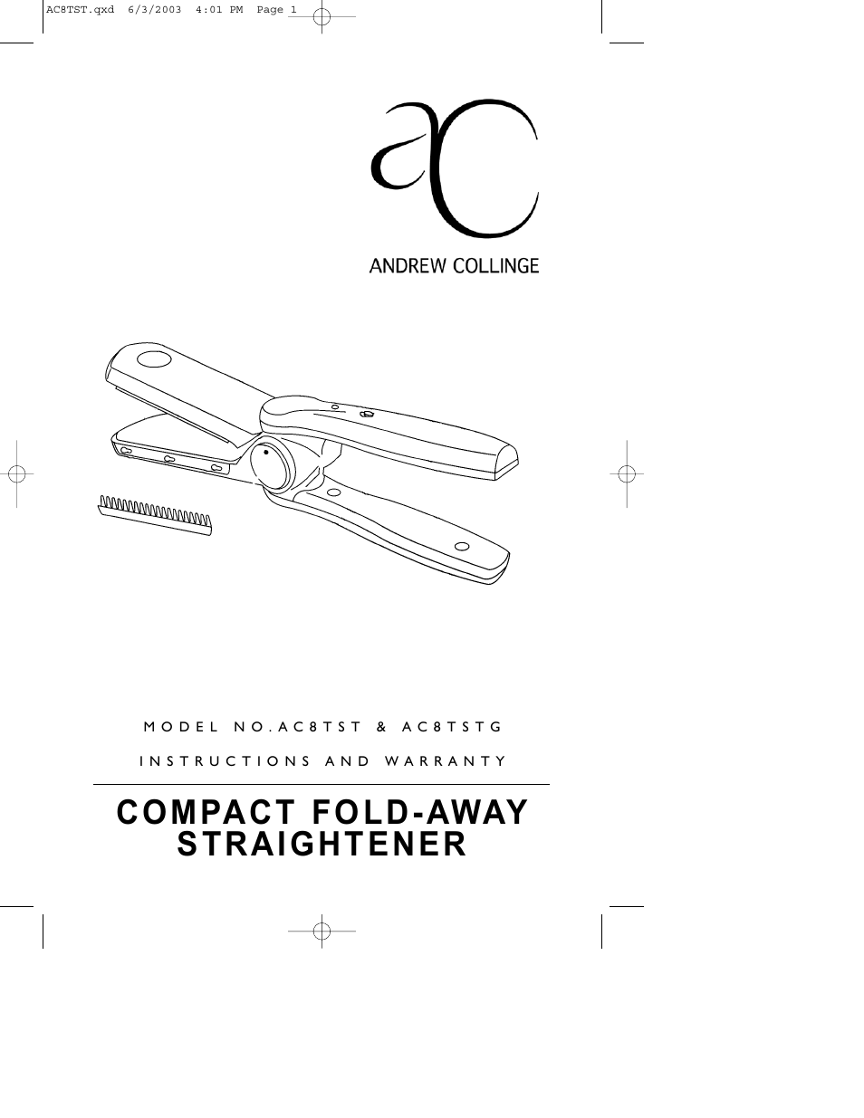 Salton, Inc AC8TSTG User Manual | 12 pages